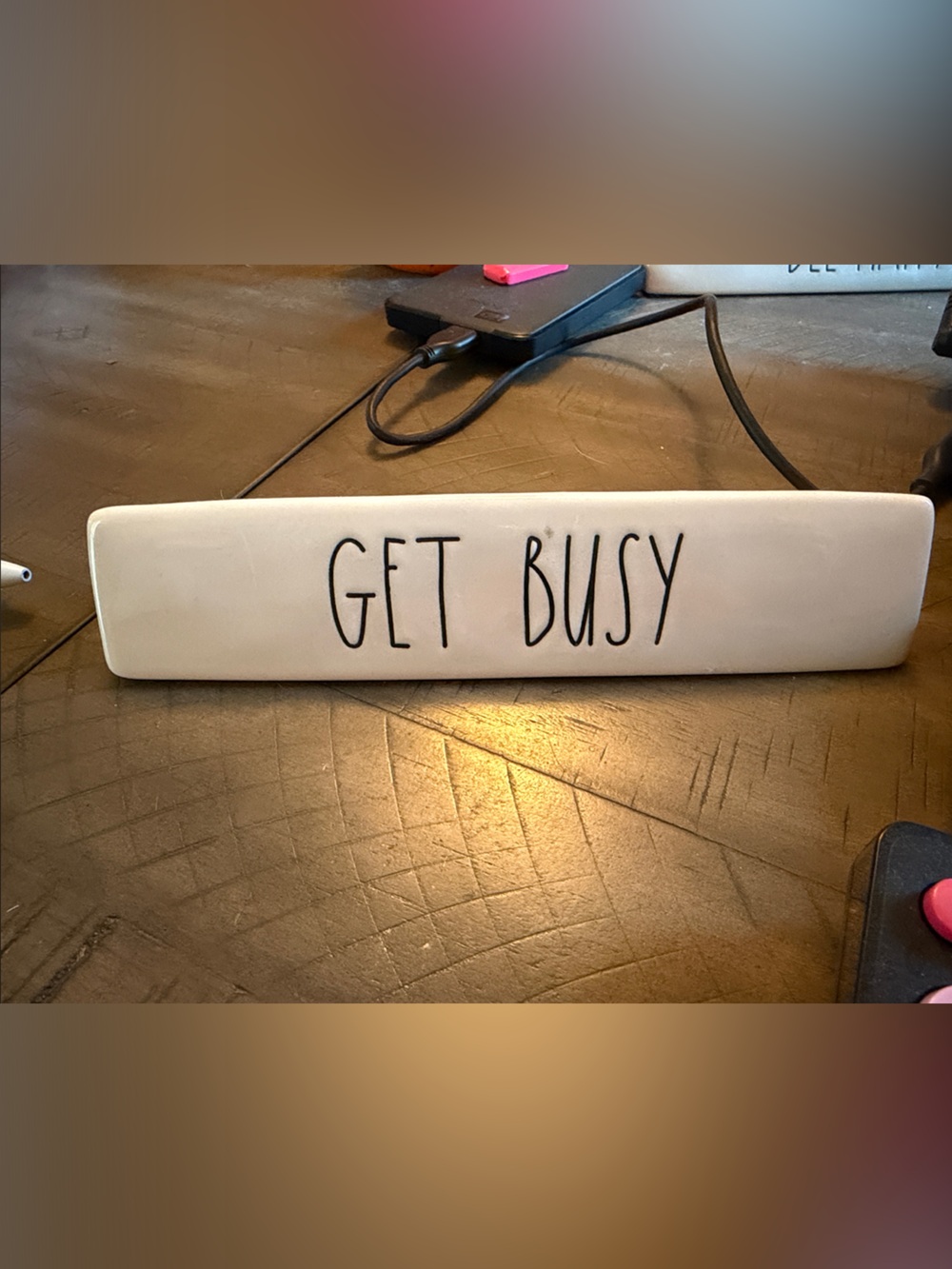 Rae Dunn Black and Cream Ceramic Desk decor sign